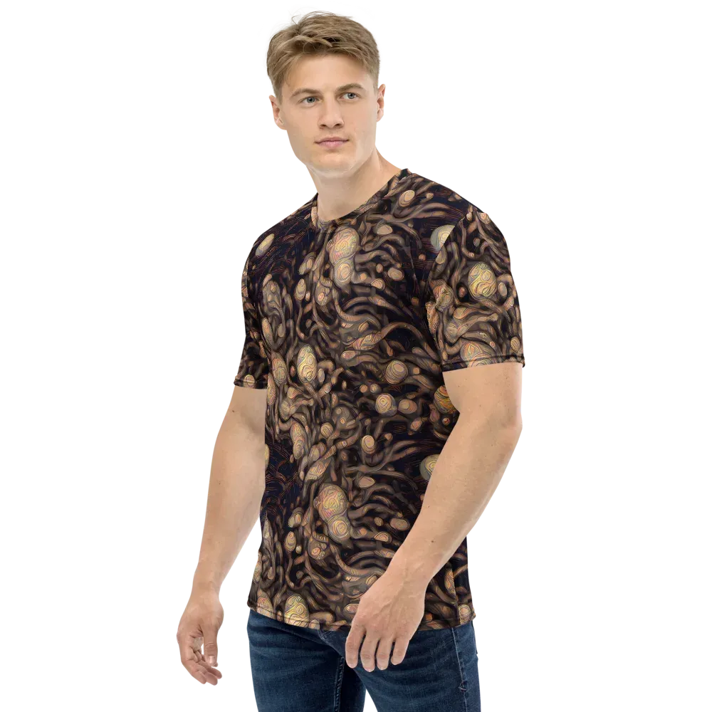 Midnight Tree Rings on Men's Crew Neck T-Shirt — Left