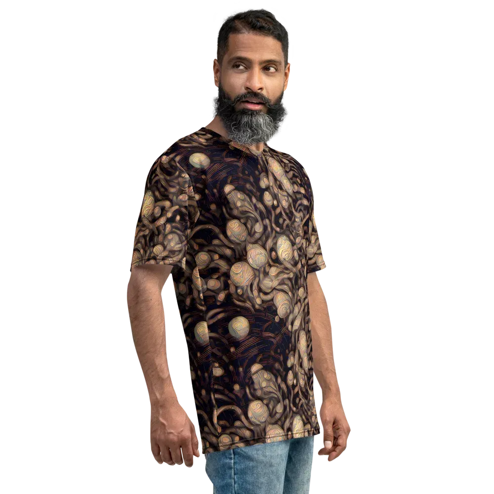 Midnight Tree Rings on Men's Crew Neck T-Shirt — Right