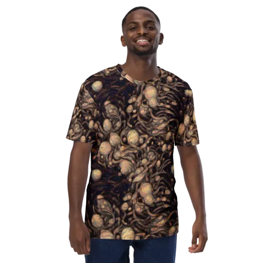 Midnight Tree Rings on a Men's Crew Neck T-Shirt