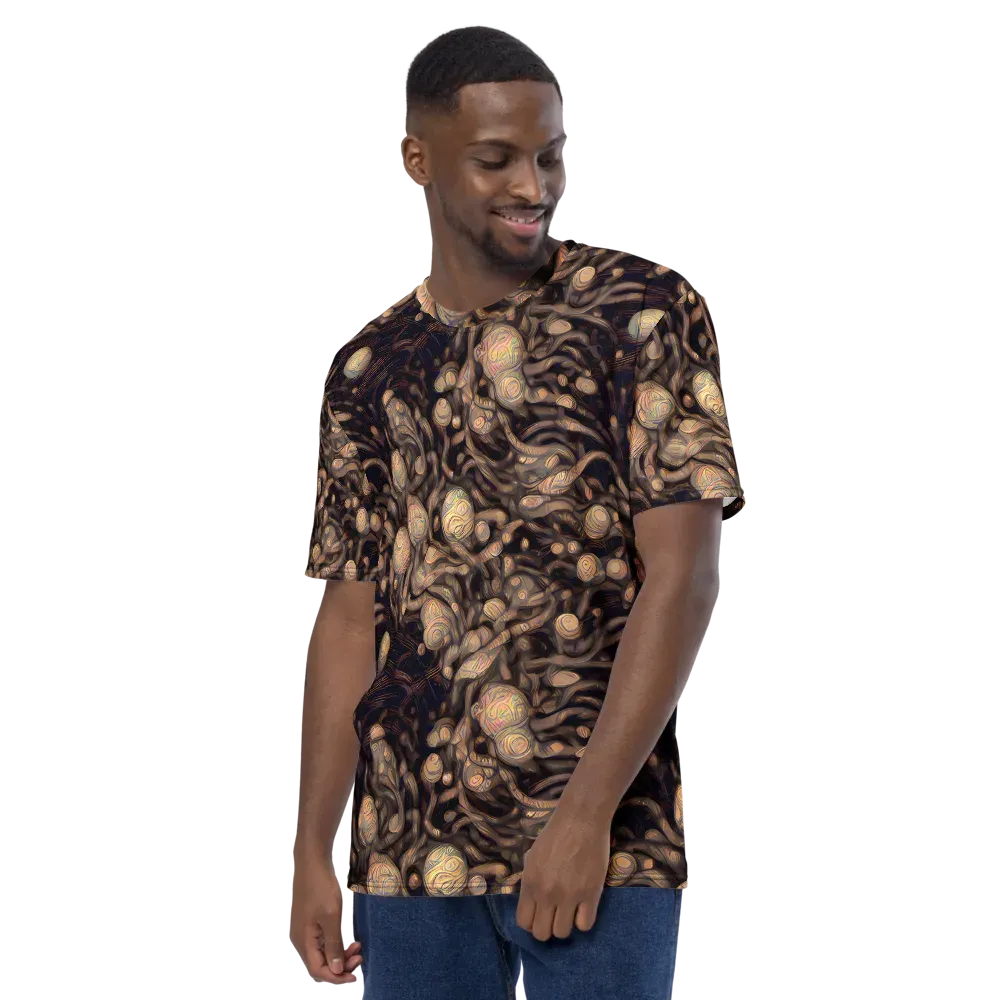 Midnight Tree Rings on Men's Crew Neck T-Shirt — Left