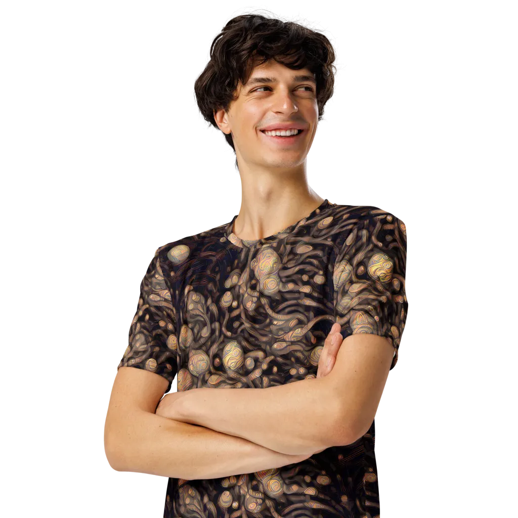 Midnight Tree Rings on Men's Crew Neck T-Shirt — Left Front