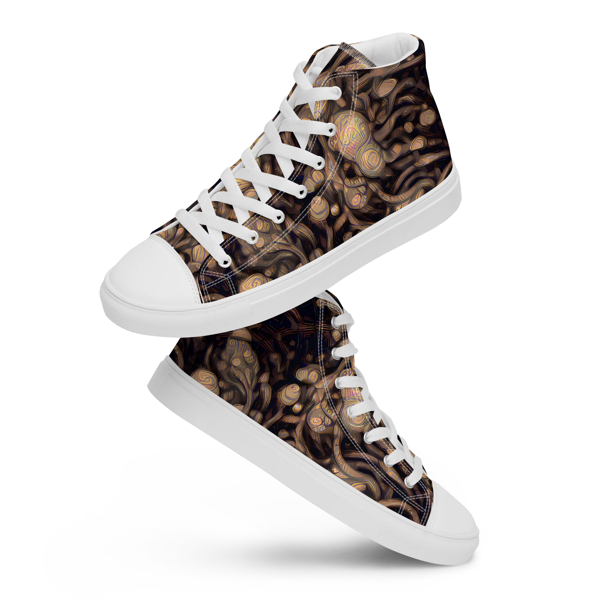 Midnight Tree Rings on Men's High Top Canvas Shoes — Front