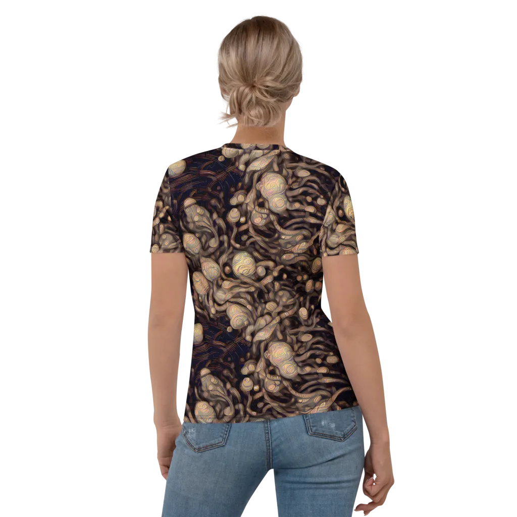Midnight Tree Rings on Women's Crew Neck T-Shirt — Back