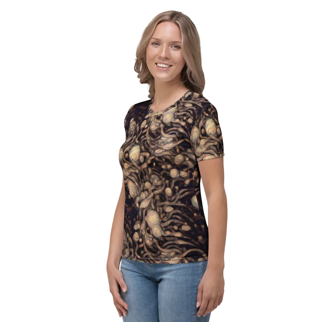 Midnight Tree Rings on Women's Crew Neck T-Shirt — Left