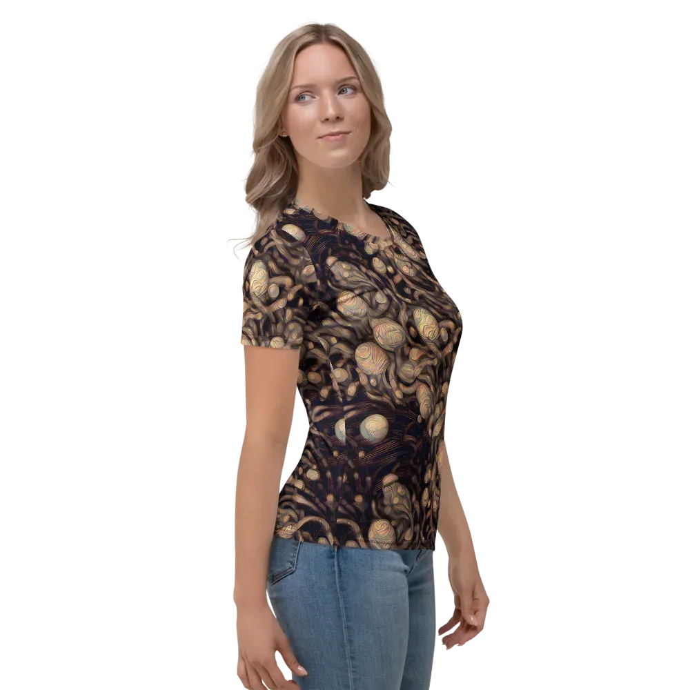 Midnight Tree Rings on Women's Crew Neck T-Shirt — Right
