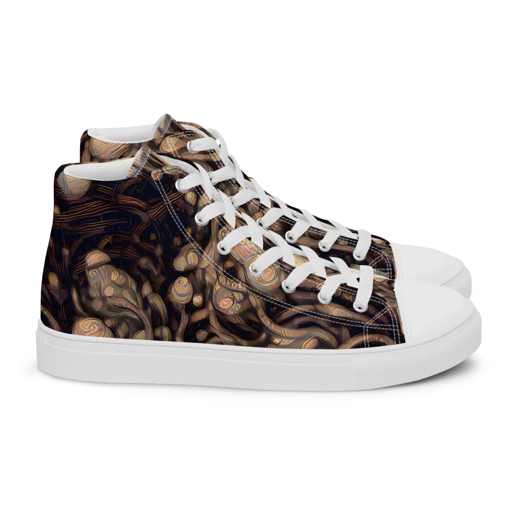 Midnight Tree Rings on Women's High Top Canvas Shoes — Right