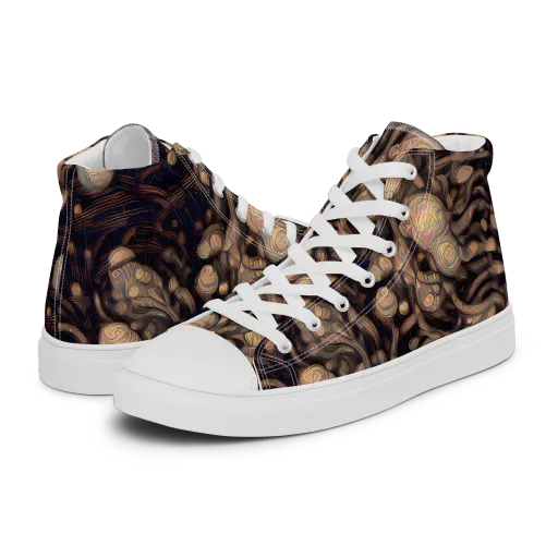 Midnight Tree Rings on a Women's High Top Canvas Shoes