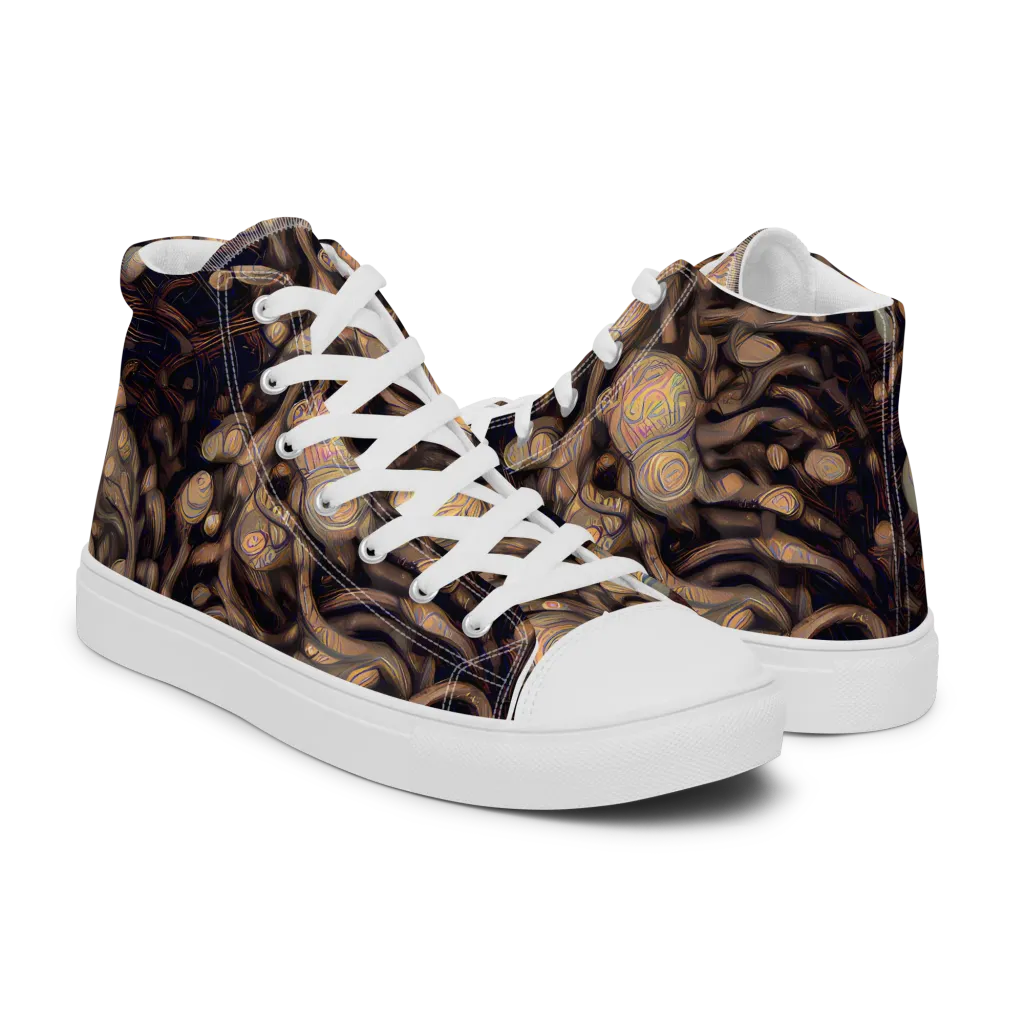 Midnight Tree Rings on Women's High Top Canvas Shoes — Right