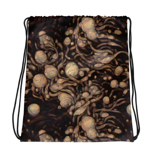 Midnight Tree Rings on a Drawstring Bag