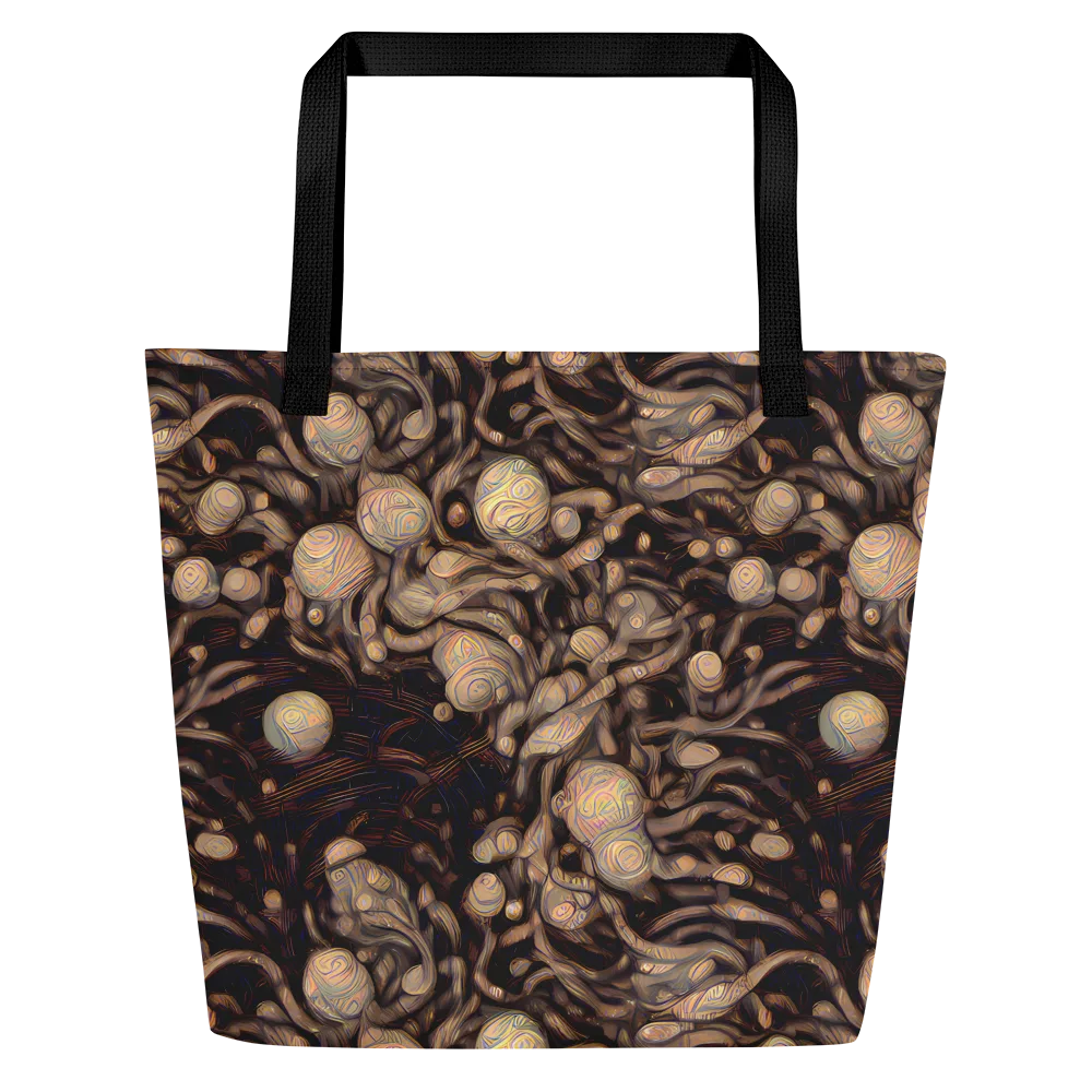 Midnight Tree Rings on Large Tote Bag W/ Pocket — Front