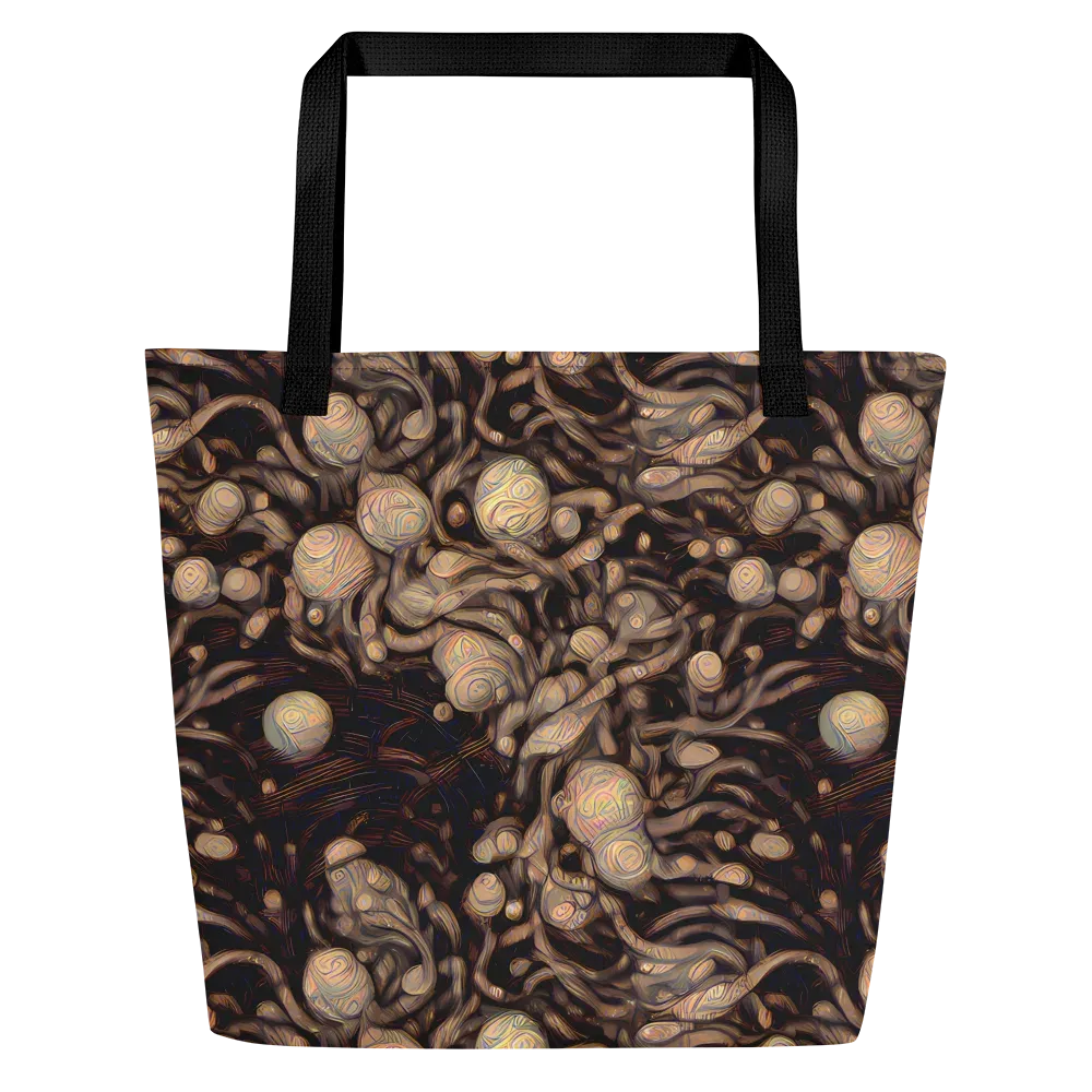 Midnight Tree Rings on Large Tote Bag W/ Pocket — Front