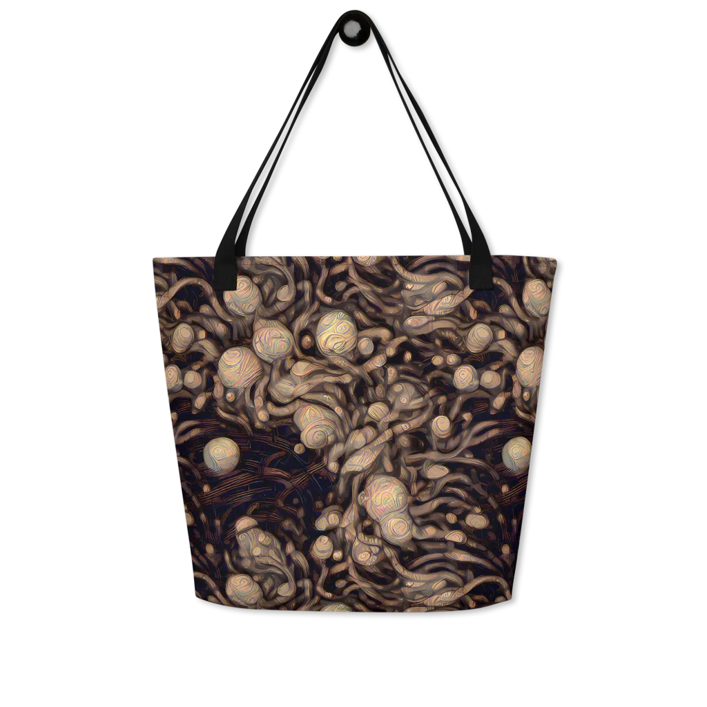 Midnight Tree Rings on Large Tote Bag W/ Pocket — Front