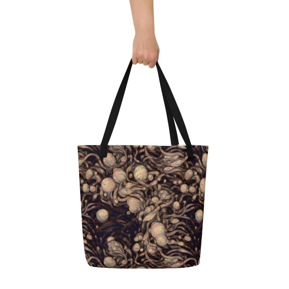 Midnight Tree Rings on Large Tote Bag W/ Pocket — Front