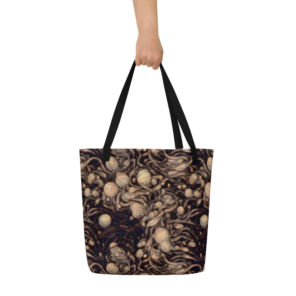 Midnight Tree Rings on Large Tote Bag W/ Pocket — Front
