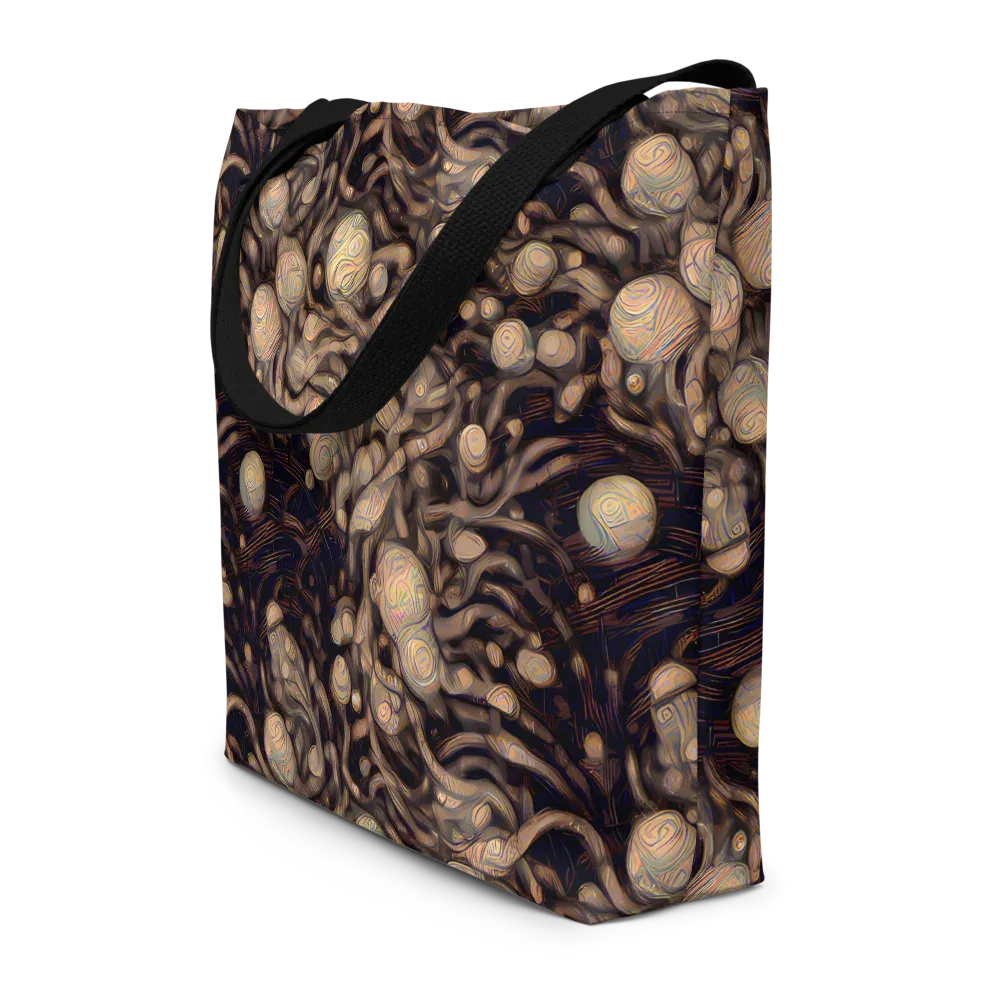 Midnight Tree Rings on Large Tote Bag W/ Pocket — Front