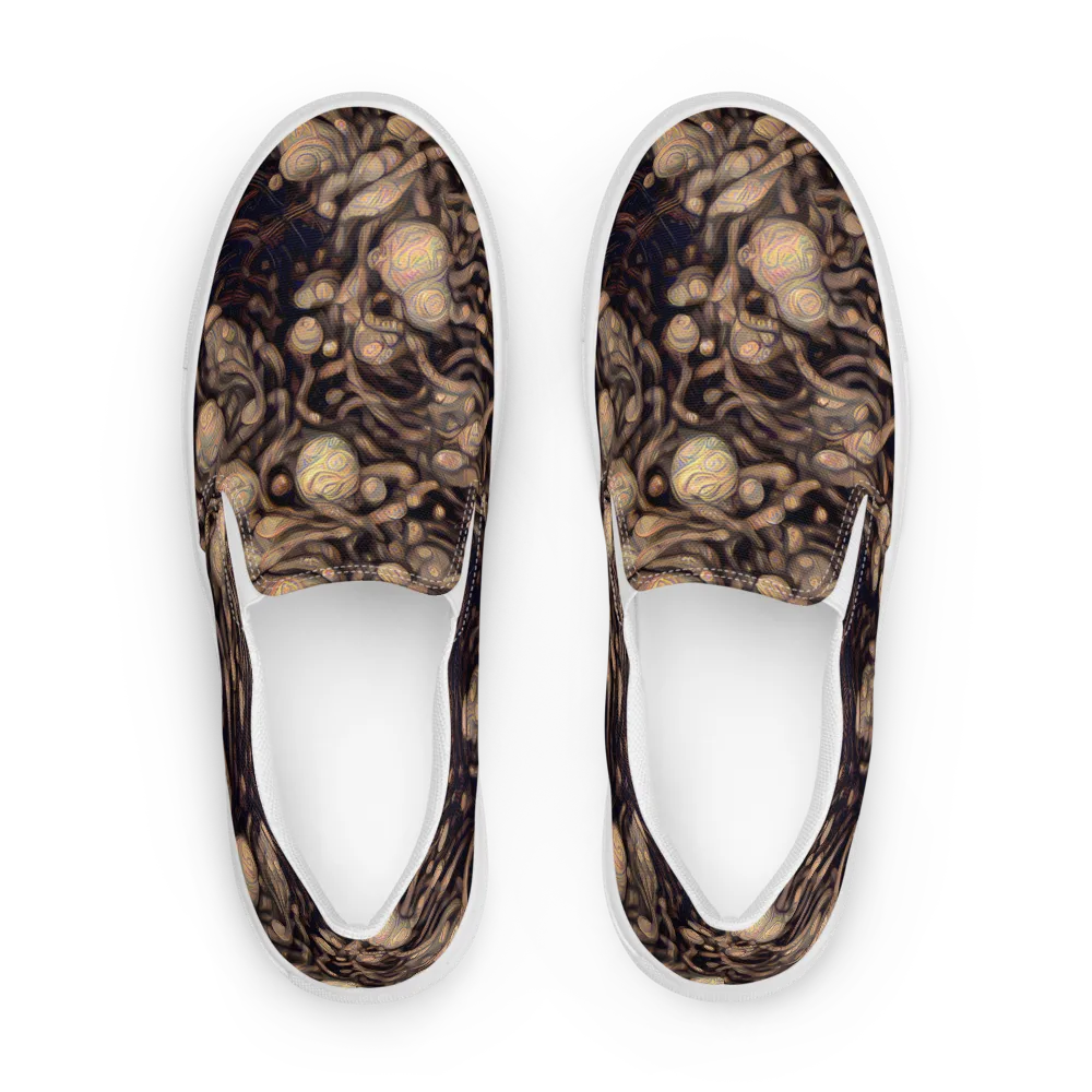 Midnight Tree Rings on Women's Slip-On Canvas Shoes — Front