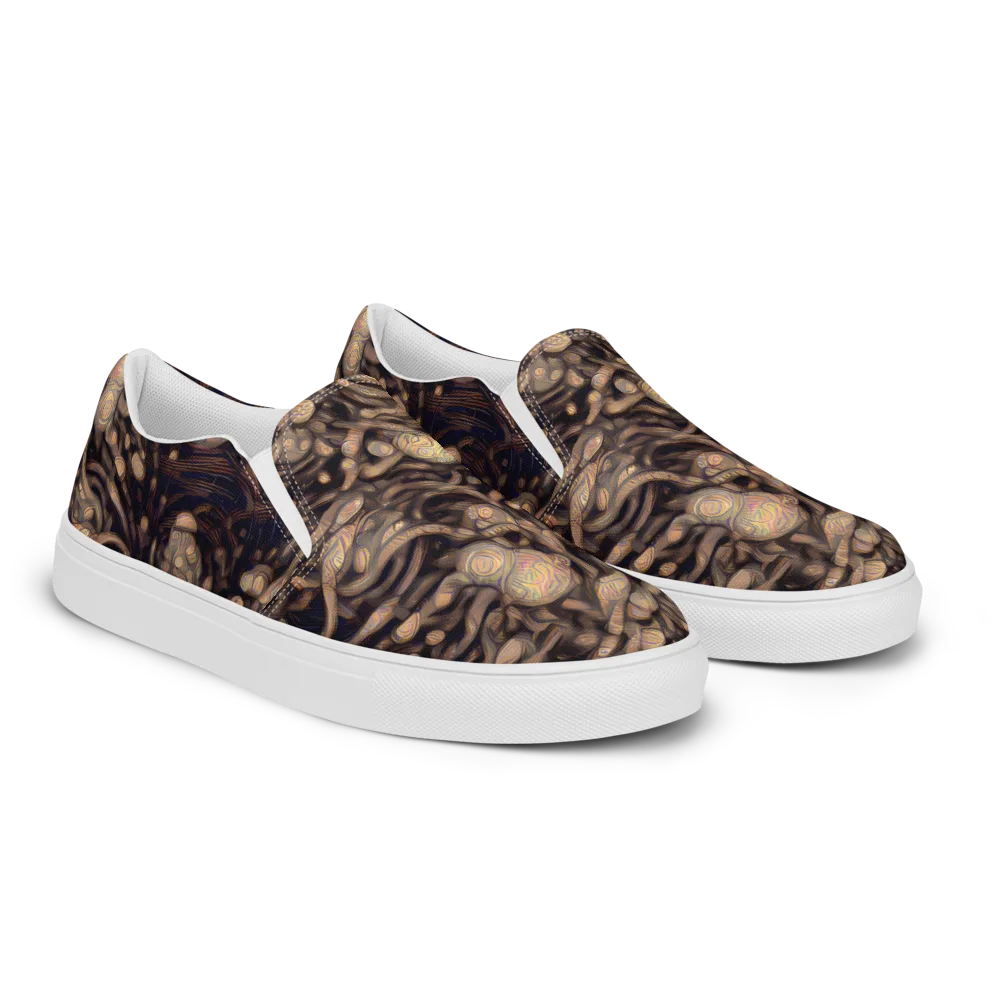 Midnight Tree Rings on Women's Slip-On Canvas Shoes — Right Front