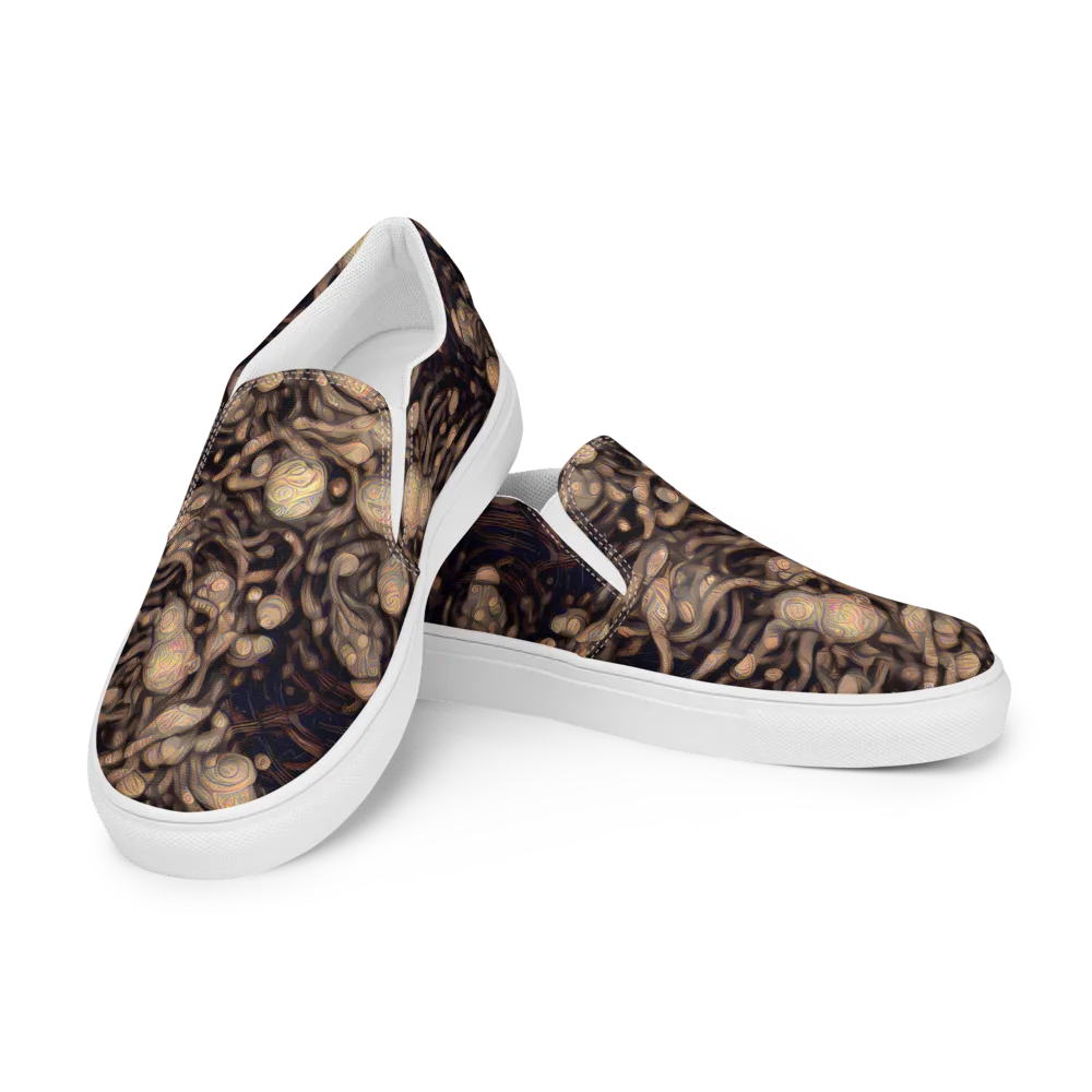 Midnight Tree Rings on Women's Slip-On Canvas Shoes — Left Front