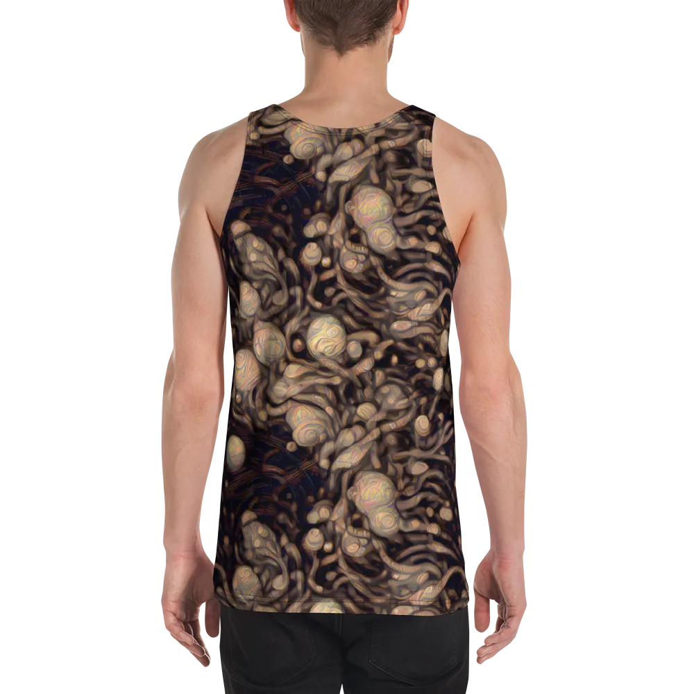 Midnight Tree Rings on Men's Tank Top — Back