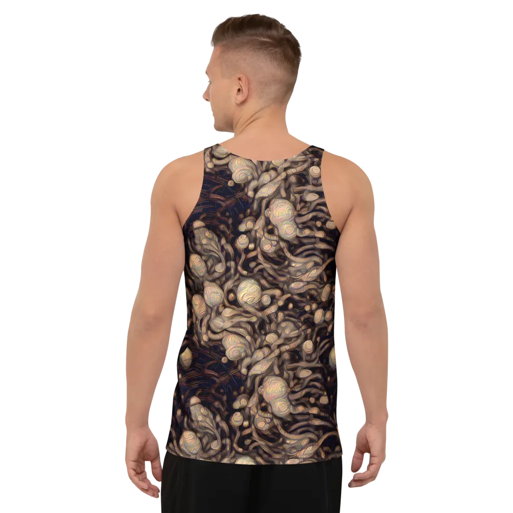 Midnight Tree Rings on Men's Tank Top — Back