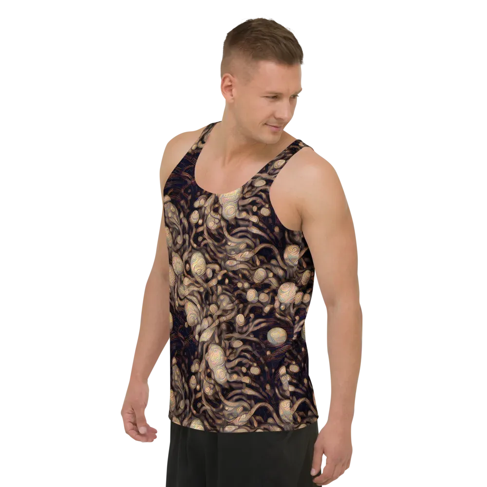 Midnight Tree Rings on Men's Tank Top — Left Front