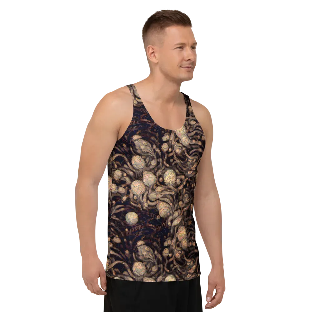 Midnight Tree Rings on Men's Tank Top — Right Front