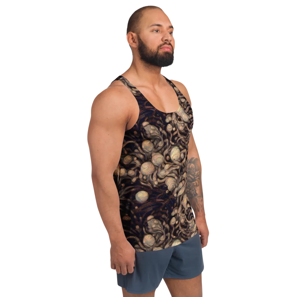 Midnight Tree Rings on Men's Tank Top — Right Front