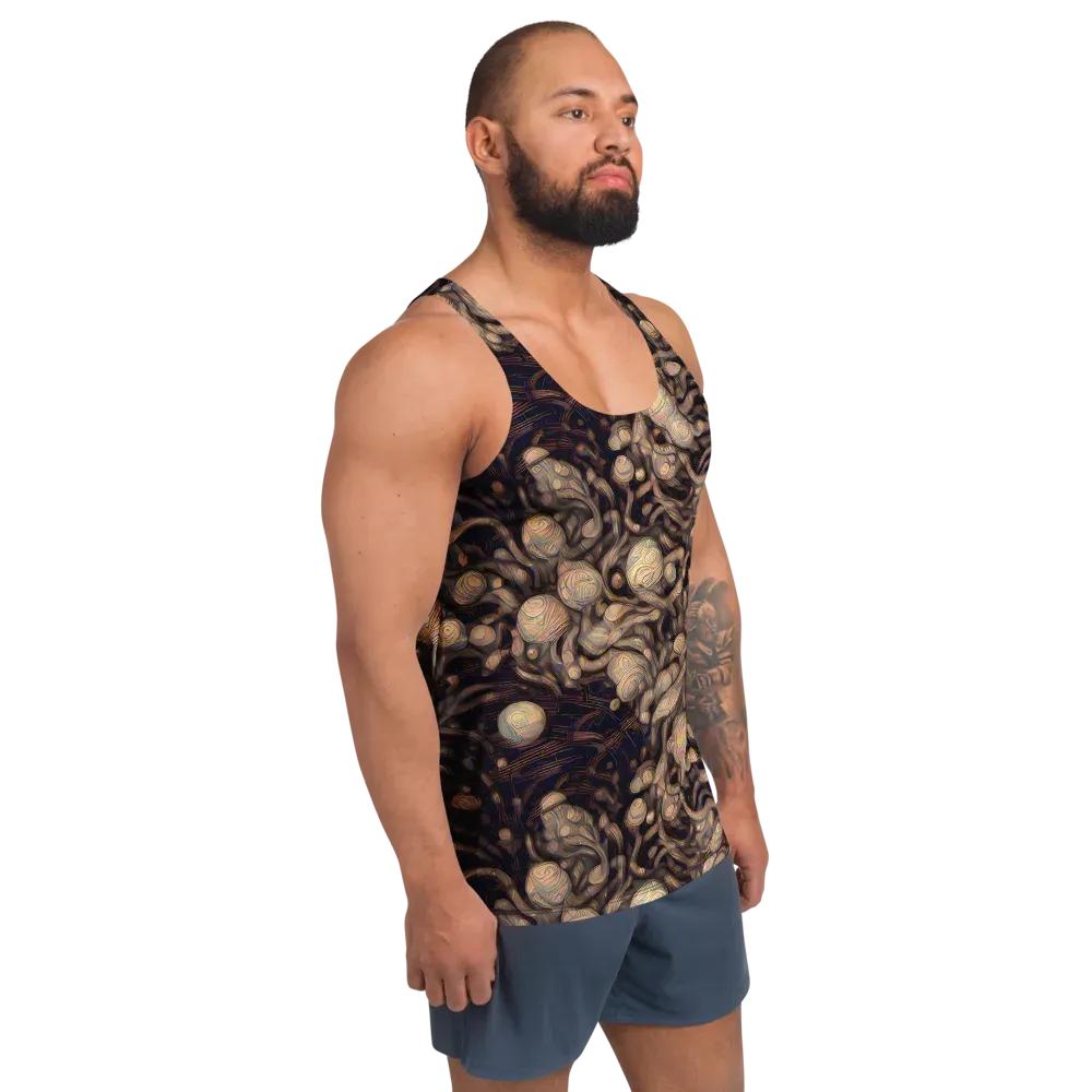 Midnight Tree Rings on Men's Tank Top — Right Front