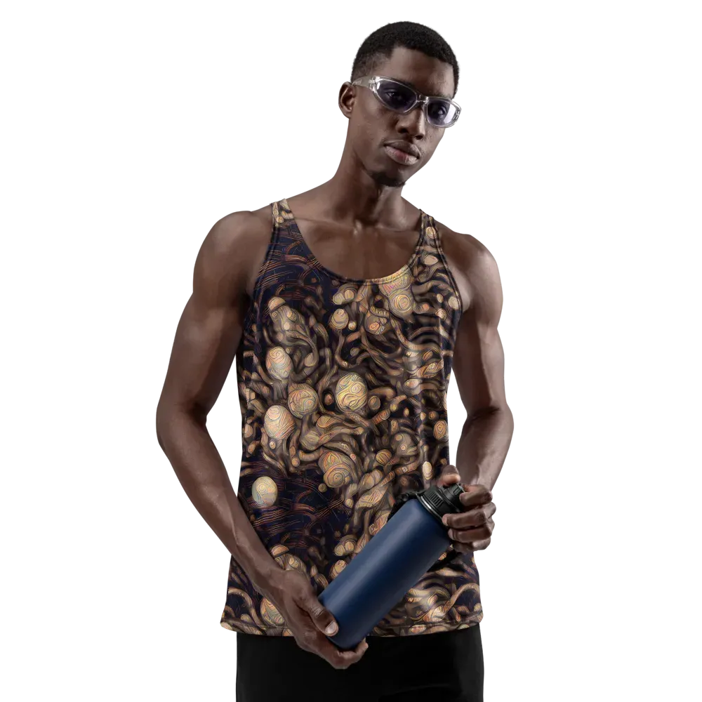 Midnight Tree Rings on Men's Tank Top — Front