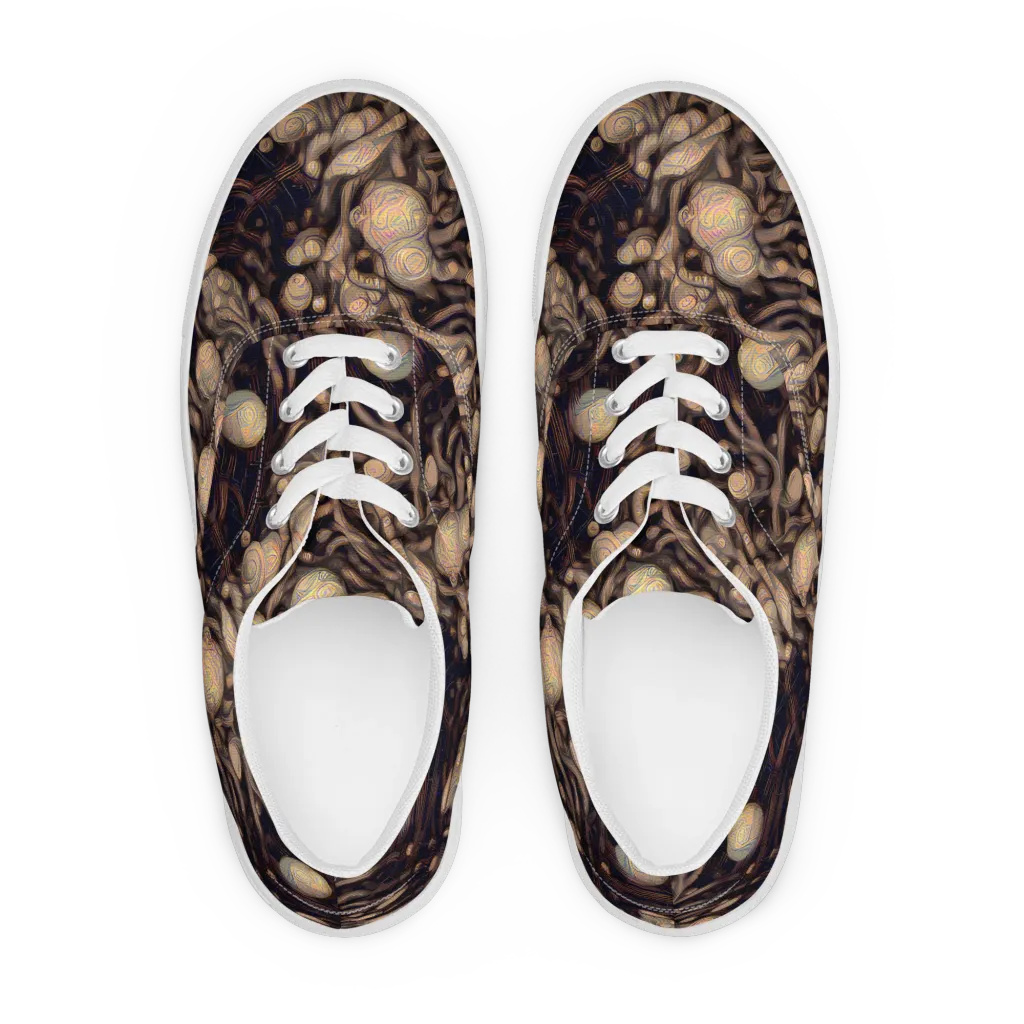 Midnight Tree Rings on Men's Lace-Up Canvas Shoes — Front