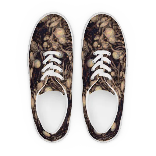 Midnight Tree Rings on a Men's Lace-Up Canvas Shoes