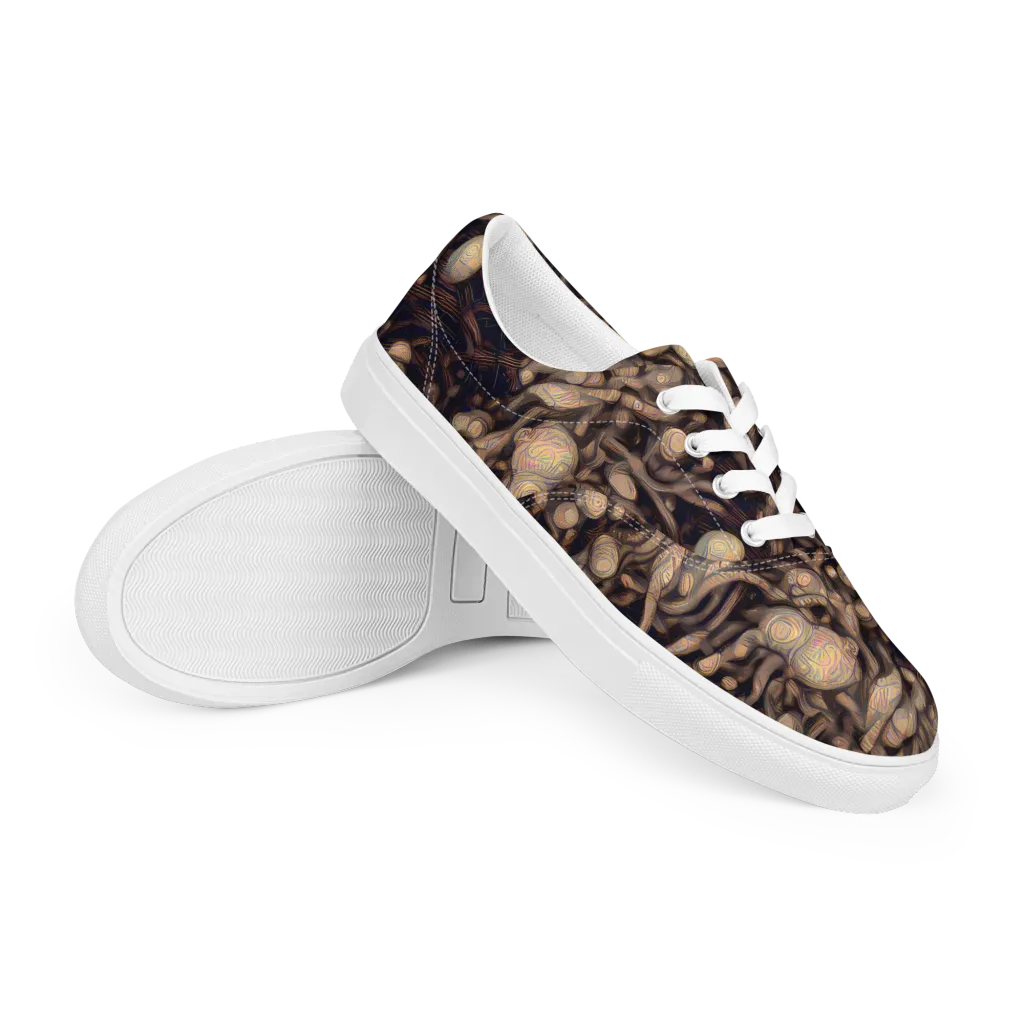 Midnight Tree Rings on Men's Lace-Up Canvas Shoes — Right Front