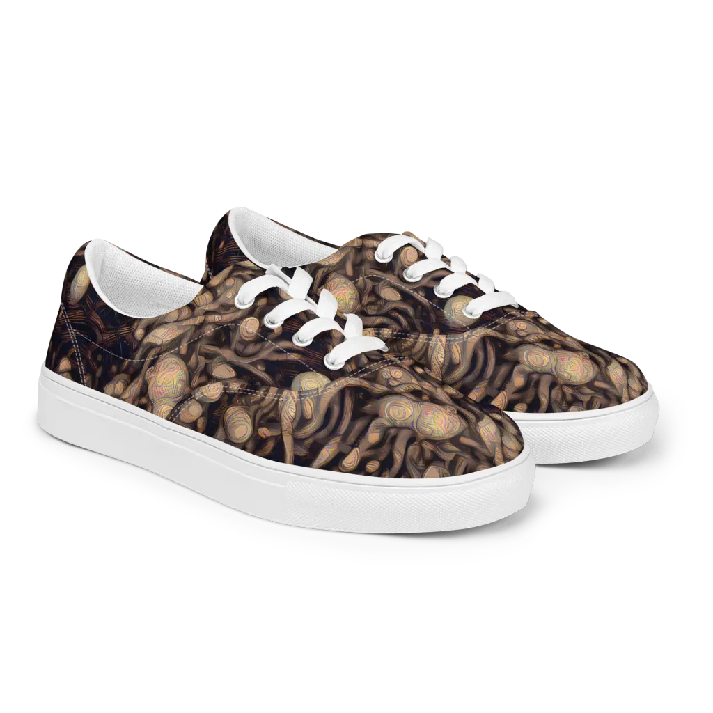Midnight Tree Rings on Men's Lace-Up Canvas Shoes — Right Front