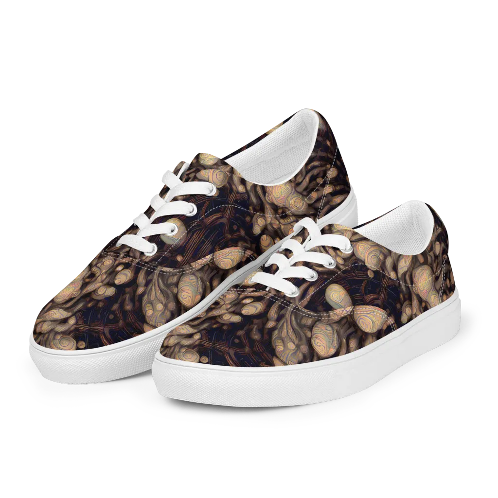 Midnight Tree Rings on Men's Lace-Up Canvas Shoes — Left Front