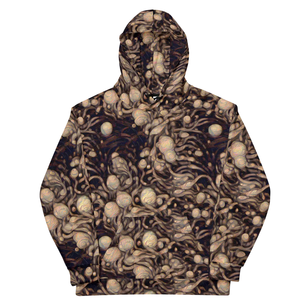 Midnight Tree Rings on Cotton Hoodie — Front