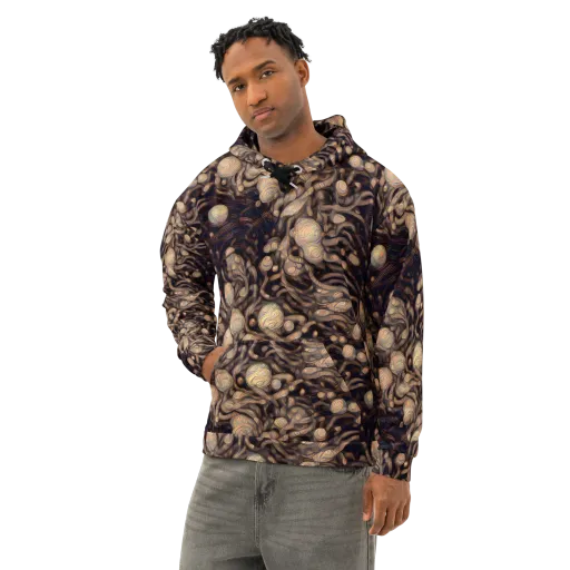 Midnight Tree Rings on a Cotton Hoodie