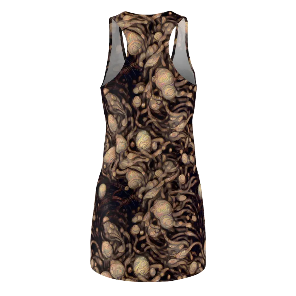 Midnight Tree Rings on Racerback Dress — Back
