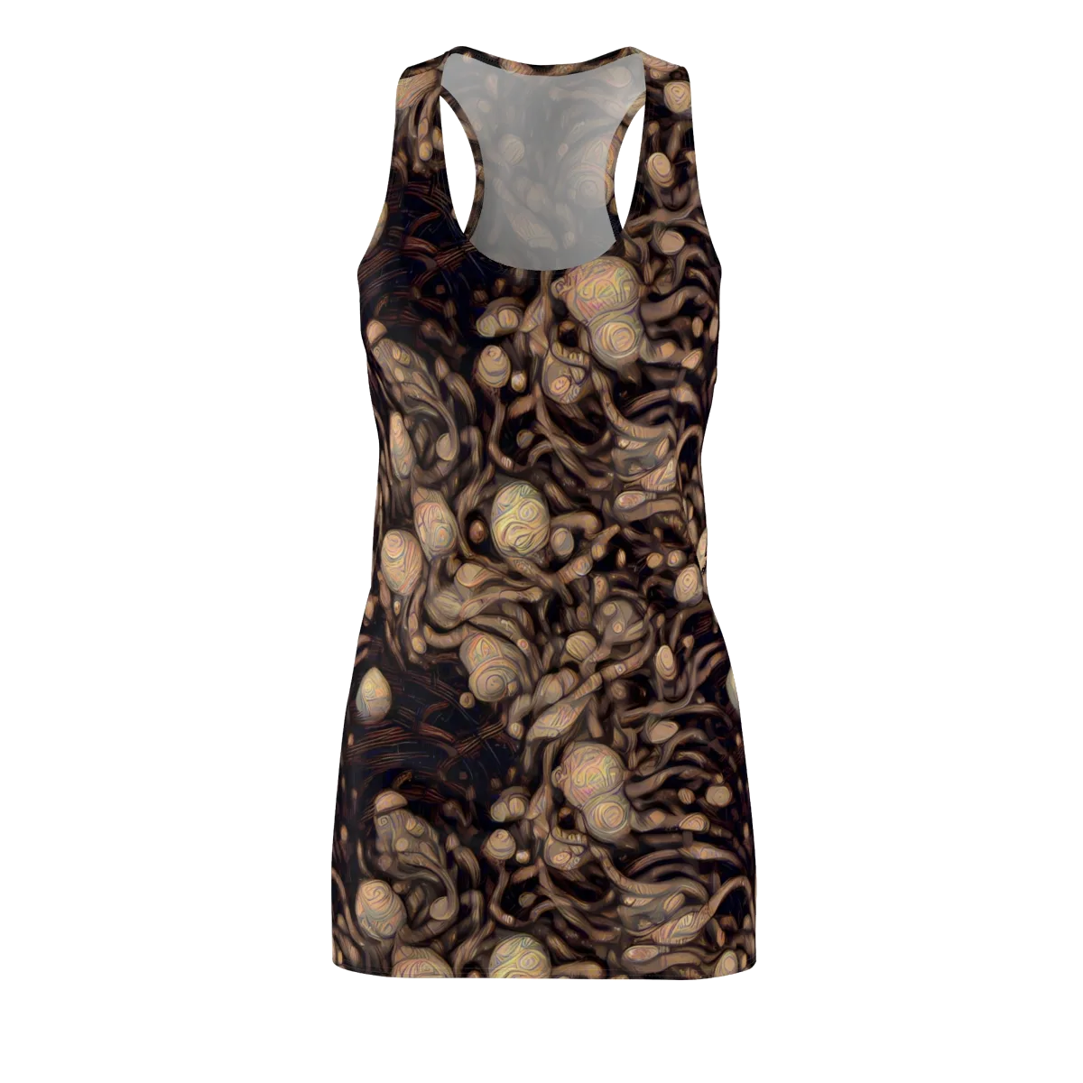 Midnight Tree Rings on Racerback Dress — Front