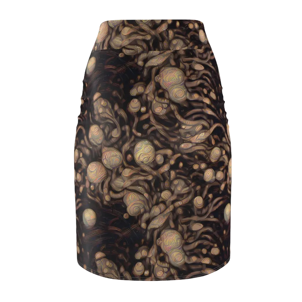 Midnight Tree Rings on Pencil Skirt — Back
