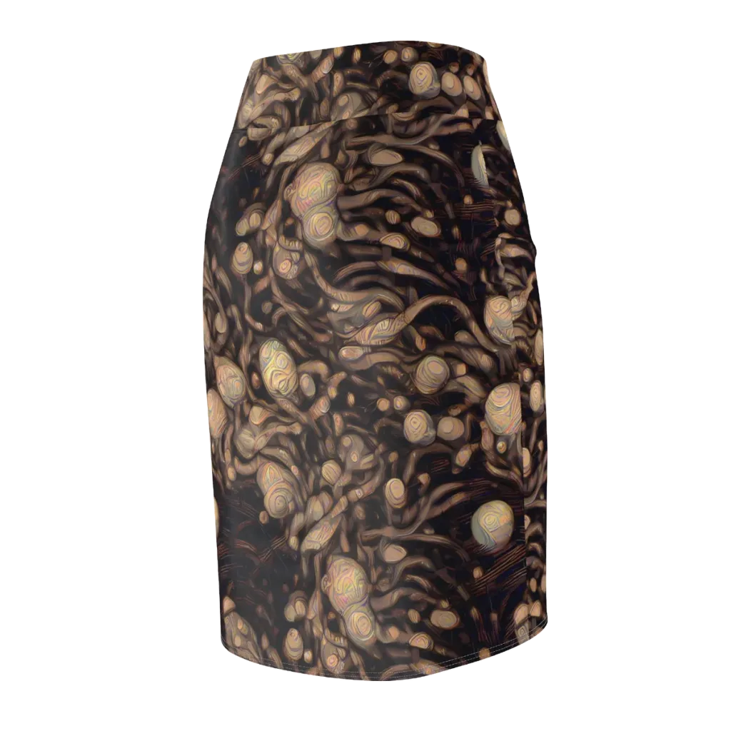 Midnight Tree Rings on Pencil Skirt — Back Side