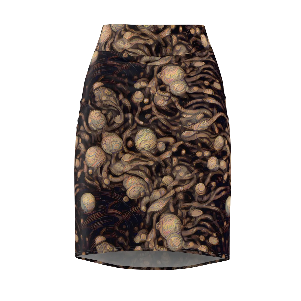Midnight Tree Rings on Pencil Skirt — Front