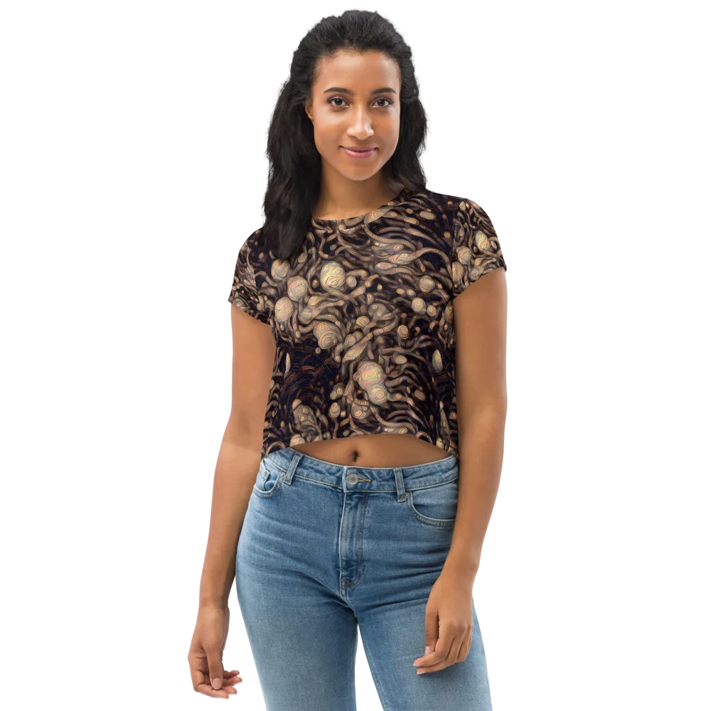 Midnight Tree Rings on Crop Tee — Front