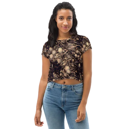 Midnight Tree Rings on a Crop Tee