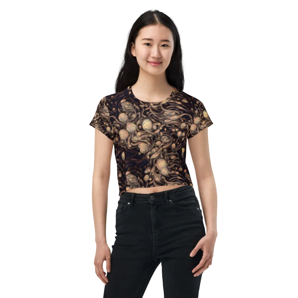 Midnight Tree Rings on Crop Tee — Front