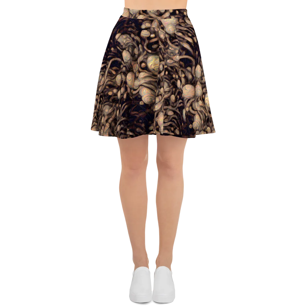 Midnight Tree Rings on Skater Skirt — Front