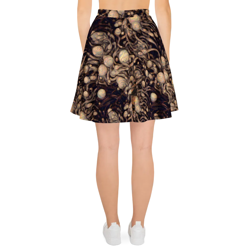 Midnight Tree Rings on Skater Skirt — Back