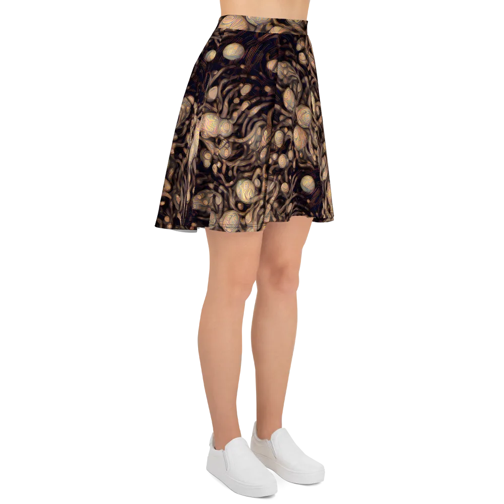 Midnight Tree Rings on Skater Skirt — Right