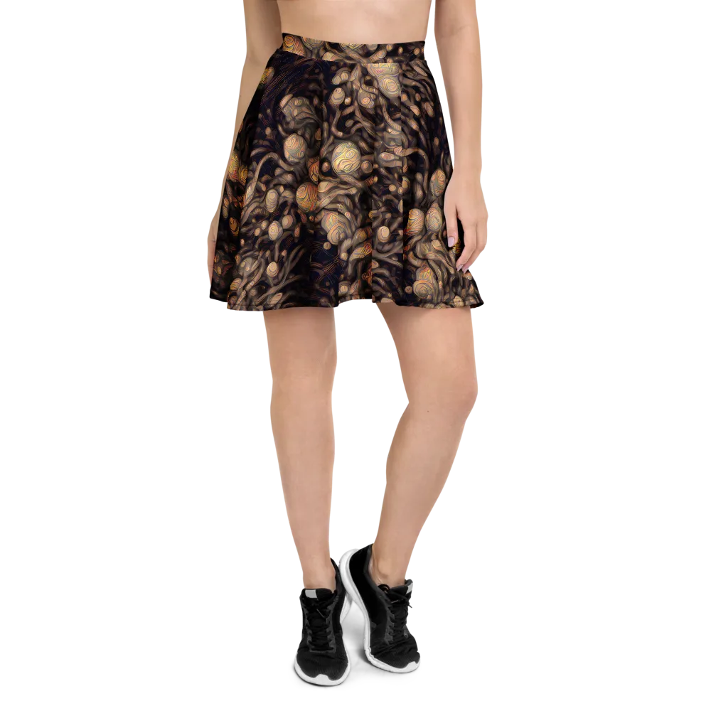 Midnight Tree Rings on Skater Skirt — Front