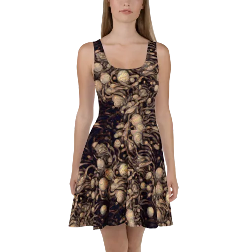 Midnight Tree Rings on a Skater Dress
