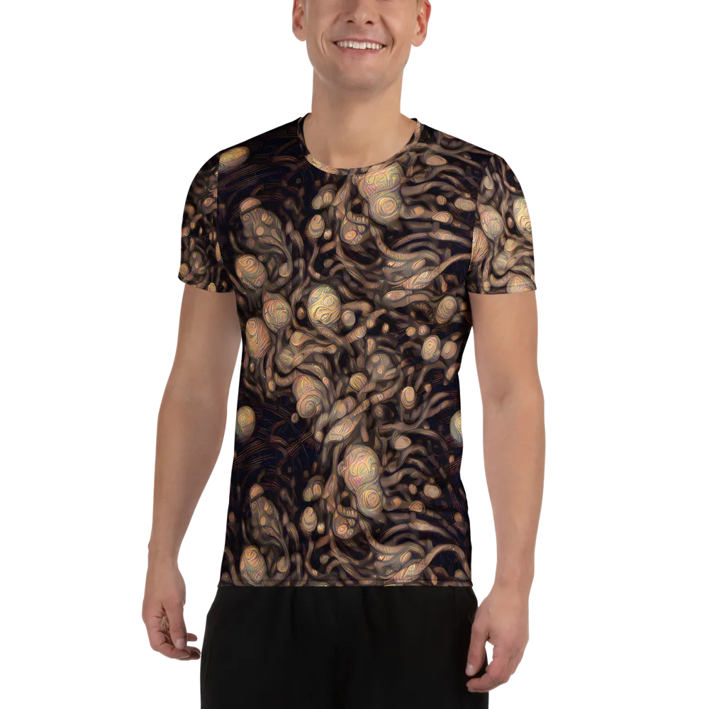 Midnight Tree Rings on Men's Athletic T-Shirt — Front